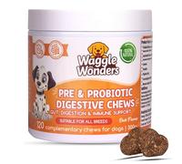 Waggle Wonders - Probiotic Dog Chews - Probiotic & Prebiotic Gut Health Supplement with Pumpkin, Supports Digestion, Immune Health, Sensitive Stomachs & Stool Consistency, 120 Chews