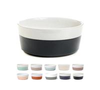 Waggo Dipper Ceramic Dog Bowl for Small and Large Breeds - Heavyweight and Durable Pet Food and Water Dish Crock, Dishwasher Safe, Modern (Black, Medium)