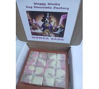 WAGGY WONKAS DOG CHOCOLATE BARS - WAGGY WONKA BAR WITH SWIRLED STRAWBERRY, MILK AND CREAMY WHITE CHOCOLATE IN A LETTER BOX FREINDLY FIFT BOX - DOG SAFE RECIPE - HAND MADE IN THE UK