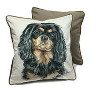 WaggyDogz Black and Tan Cavalier King Charles Spaniel Luxury Dog Cushion/Pillow by Christine Varley (CUS-UK259)