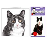 WaggyDogz Black and White Cat Gift Bundle - 2 Items - Quality Greetings Card with Smelly Cats Car Air Freshener …