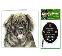 WaggyDogz Leonberger Dog Gift Bundle - 2 Items - Quality Greetings Card with Smelly Dogs Car Air Freshener