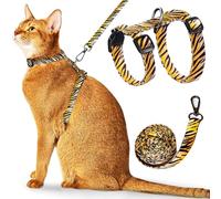 WaggyTech Cat Harness and Leash Escape Proof, Adjustable Soft Cat Leash for Outdoor Walking & Travel with Breathable Nylon, 4.9ft Long Cat Leash - Lightweight & Safe Kitten Harness [M]