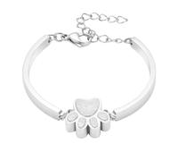 WAGHAVEN Stainless Steel Cremation with Paw Pendant Accent and Adjustable Extension Chain, Memorial Jewelry Urn Bangle for Pet Remembrance Paw Print Memorial Pet Remembrance Memory Jewelry