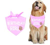 Waghaw Dog Birthday Bandana Girl Dog Birthday Boy Happy Birthday Dog Bandana for Small Medium Large Pet（Pink,L）