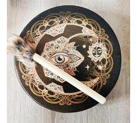 WAGJIA Tradition Native American Drum Goatskin Music Healing Shaman Drum Meditation Music Lovers Hand Drum with Drum Stick Totem Printed Decorative Crafts Frame Drum(Eyes)