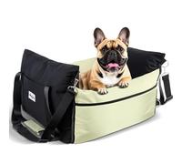 Wagjoy Dog Car Seat for Small Dogs, Multi-Pocket Storage Waterproof Pet Booster Seat for Car, Clip-On Safety Leash & Thickened Memory Foam, Portable Travel Bed for Puppy up to 25lbs, Colorblock Design