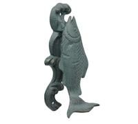 WAGLOS Cast Iron Door Knocker Spindrift And Fish Decoration Door Knock For Front Door Door Handle Antique Wall Art Door Ring Knocker
