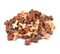 [Waglum] 50pcs Wooden Hand Held Cross Comfortable Palm Clutch Pocket Travel Religious Sacred Wood Cookware Gift Beads Necklace Jewelry Maker, フリーサイズ, As described, No Gemstone