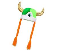 [Waglum] Shamrox Wrap Benny Cap with Braid Funny Novelty Benny Hat Patrick's Day Skull Cap Benny Irish Party Supplies