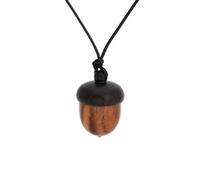 [Waglum] Vintage Screwable Acorn Pendant Necklace Long Wax Rope Pine Inn Cone Glang Drop Ethnic Jewelry Wood Pendant, Free Size, As described, No Gemstone