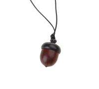 [Waglum] Vintage Screwable Acorn Pendant Necklace Long Wax Rope Pine Inn Cone Glang Drop Ethnic Jewelry Wood Pendant, Free Size, As described, No Gemstone