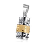 [Waglum] White Stainless Steel Open Buddhist Mantra Prayer Wheel Pendant Necklace New 12x19mm/0.47x0.74inch Necklace Pendant Holder Jewelry Making, フリーサイズ, As described, No Gemstone