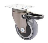 WAGNER design - 3C - swivel castor/furniture castor - grey, soft tread, diameter Ø 75 mm, total brake, ball bearing, load capacity 75 kg - 01237801