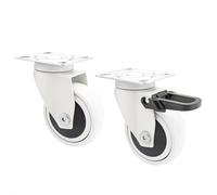 WAGNER design - 3C - swivel castors/furniture castors - 2pcs. set - white, soft tread, diameter Ø 75 mm, ball bearing, 1 castor without 1 with brakes, load capacity 75 kg/castor - 02227602