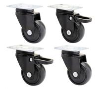 Wagner Design - 3C - Swivel castors/Furniture castors - 4pcs. Set - Black, Soft Tread, Diameter Ø 50 mm, Ball Bearing, 2 castors Without 2 with Brakes, Load Capacity 50 kg/Castor - 02225204