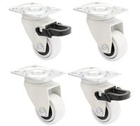 WAGNER design - 3C - swivel castors/furniture castors - 4pcs. set - white, soft tread, diameter Ø 25 mm, 2 castors without and 2 castors with brakes, load capacity 12 kg/castor - 02222604