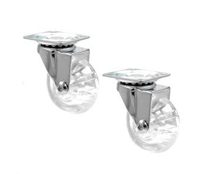 WAGNER design castor - SKATERWHEEL - 2pcs. set - wheel transparent, housing highly polished, diameter 50 mm, with screw-on plate, load capacity 40 kg/castor - 03108502