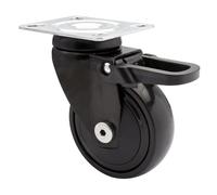 WAGNER design yourself Design 3C Swivel Transport Furniture Castor with Brake & Screw-on Plate, Black, (Ø) 75 mm