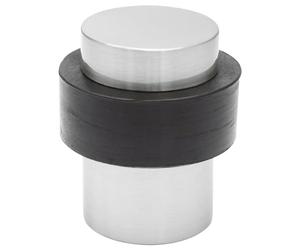 Wagner Doorstop Big Ben - Ø 36 x 42 mm, Design Buffer Made of satinised die-cast zinc + Soft Thermostatic Rubber, to be Screwed on Floors, mounting Material Included - 15505011