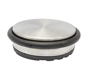 Wagner Doorstop Big Disk Color Steel - Ø 98 x 30 mm, Premium Buffer Made of Coated Industry Steel with Stainless Steel Look, Thermostatic Rubber, to be Placed on The Floor, 750 g - 15506401