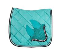 WAGNER Dressage Saddle Cloth with Fly Cover and Rhinestones Turquoise Grey