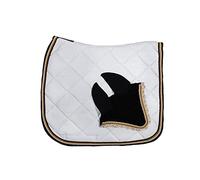 WAGNER Dressage Saddle Cloth with Fly Cover and Rhinestones White / Gold