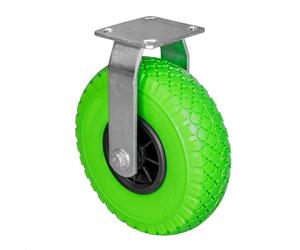 WAGNER fixed castor - PUNCTURE PROOF - PU foamed wheel, green/black, diameter wheel 260 mm, rim 75 mm, mounting plate 115 x 110 mm, load capacity 100 kg - 04726601