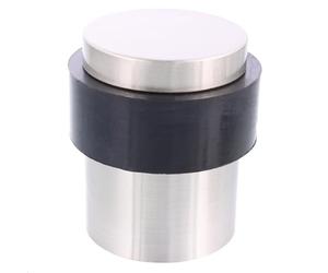 Wagner Floor Door Stopper Big Ben - Diameter 35 x 40 mm, Satin Die-Cast Aluminium, Soft Stop Made of Thermoplastic Rubber, Black, for Screwing Including Mounting Material - 15517511
