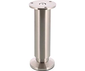 WAGNER furniture leg/furniture foot/adjustable foot - DESIGN - Ø 40/60 x 150-170 mm, adjustable, stainless steel look nickel matt, incl. screw-on plate diameter Ø 60 mm - 12038001
