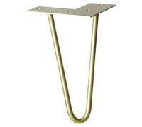 WAGNER furniture leg/table leg/furniture foot - HAIRPIN LEG - retro style - steel powder-coated gold, 12 x 12 x 20 cm, leg conical/sloping, with integrated screw-on plate - 12822501