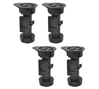 WAGNER kitchen foot/furniture foot/adjustable foot - 4pcs. set - plastic, black, diameter Ø 46 x 100-120 mm with screw-onplate - 12039500