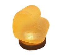 Wagner Life Salt lamp heart, wooden base, USB connection, amber