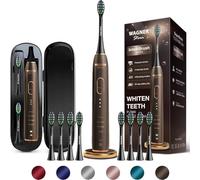 Wagner Stern IntelliBrush Series Whitening Electric Toothbrush with Pressure Sensor. Offers 4 Brushing Modes, 3 intensities, 8 Soft Brush Heads, and a Luxury Travel case.