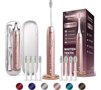 Wagner Stern IntelliBrush Series Whitening Electric Toothbrush with Pressure Sensor. Offers 4 Brushing Modes, 3 intensities, 8 Soft Brush Heads, and a Luxury Travel case.