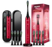 Wagner & Stern Ultrasonic whitening Toothbrush with Pressure Sensor. 5 Brushing Modes and 4 Levels of Intensity, 8 Soft Brush Heads, Premium Travel case.