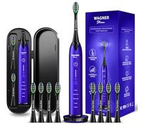 Wagner & Stern Ultrasonic whitening Toothbrush with Pressure Sensor. 5 Brushing Modes and 4 Levels of Intensity, 8 Soft Brush Heads, Premium Travel case.