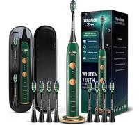 Wagner Stern WHITEN+ Edition. Whitening Electric Toothbrush with Pressure Sensor. Offers 5 Brushing Modes, 3 intensities, 8 Soft Brush Heads, and a Luxury Travel case. (Black)