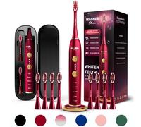 Wagner Stern WHITEN+ Edition. Whitening Electric Toothbrush with Pressure Sensor. Offers 5 Brushing Modes, 3 intensities, 8 Soft Brush Heads, and a Luxury Travel case. (Black)