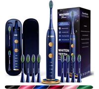 Wagner Stern WHITEN+ Edition. Whitening Electric Toothbrush with Pressure Sensor. Offers 5 Brushing Modes, 3 intensities, 8 Soft Brush Heads, and a Luxury Travel case.