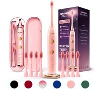 Wagner Stern WHITEN+ Edition. Whitening Electric Toothbrush with Pressure Sensor. Offers 5 Brushing Modes, 3 intensities, 8 Soft Brush Heads, and a Luxury Travel case.