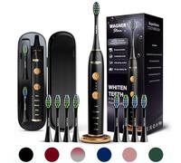 Wagner Stern WHITEN+ Edition. Whitening Electric Toothbrush with Pressure Sensor. Offers 5 Brushing Modes, 3 intensities, 8 Soft Brush Heads, and a Luxury Travel case.