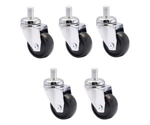 WAGNER ultra-turnable 360° - 3C - design swivel castors/furniture castors - 5pcs. set - chrome-plated, soft, ball bearing, pin 11 x 22 mm, diameter Ø 50 mm, load capacity 50 kg/castor - 02225461