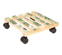 WAGNER Your Style 20064501 Plant Roller 29 x 29 x 8 cm for Indoor Use Flower Roller Made of FSC® Solid Wood, Printed, Monster Green I Wooden Bucket Roller I Load Capacity 100 kg
