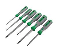 WAGO 206-2101 VDE Screwdriver Set 1000V Insulated Two Component Handle Set 6 Pieces Slotted Phillips (PH) Pozidriv (PZ)