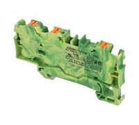 Wago 2206-1307 3-Conductor Ground Terminal Block with Push Button 6 MM Green-Yellow