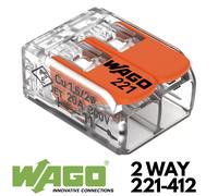 WAGO 221-412 COMPACT LEVER CONNECTOR - 2 WAY 4MM - 100 pcs - AUTHORISED SELLER