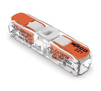 WAGO 221-2401 | Lever-Nuts® Inline Splicing Connector | for Solid and Stranded Conductors | 2-Conductor with Operating levers | 20-12 AWG | Transparent housing | White Cover | [Box of 60 Pieces]