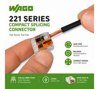 Wago 221 32A 2 Way Lever Connector 3 Pack. Free Next Day Delivery