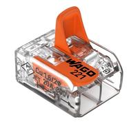 WAGO 221-412 Compact Splicing Connector, for all conductor types, max. 4 mm², 2-conductor with levers, transparent housing, 221-412/995-016 (Pack of 16)